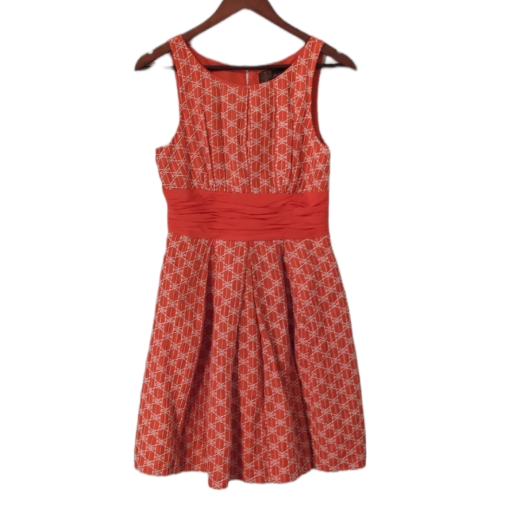 Anthropologie Tracy Reese Sleeveless A-Line Red & White Linen Silk Dress…